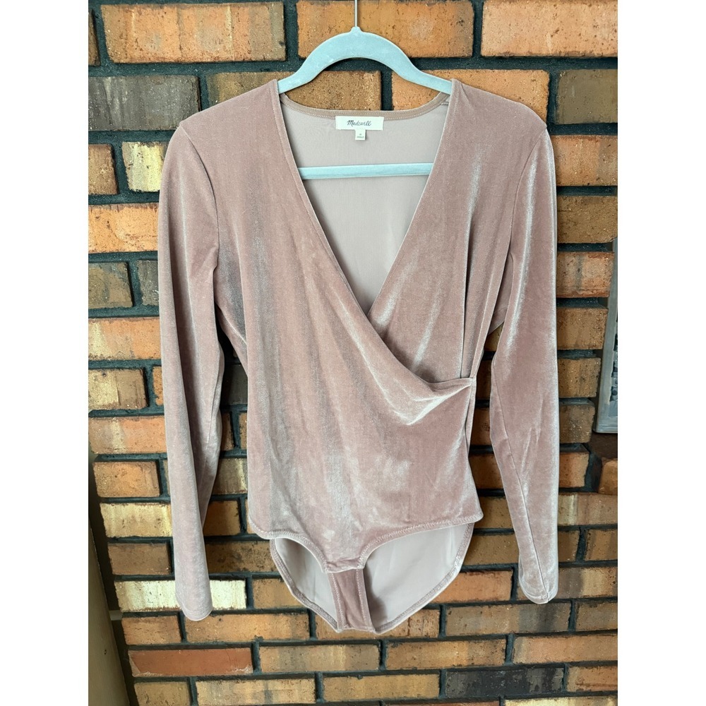 Madewell Velvet Wrap Long Sleeve Bodysuit
